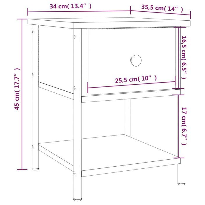 Table de chevet chêne sonoma 34x35,5x45 cm bois d'ingénierie - Photo n°11