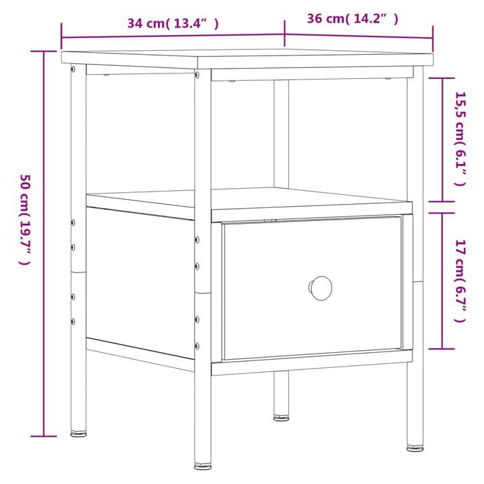 Table de chevet chêne sonoma 34x36x50 cm bois d'ingénierie - Photo n°11