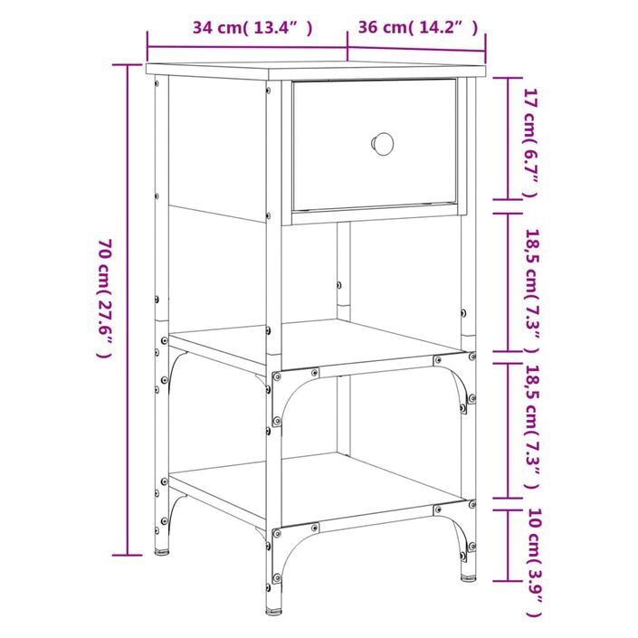 Table de chevet chêne sonoma 34x36x70 cm bois d'ingénierie - Photo n°11