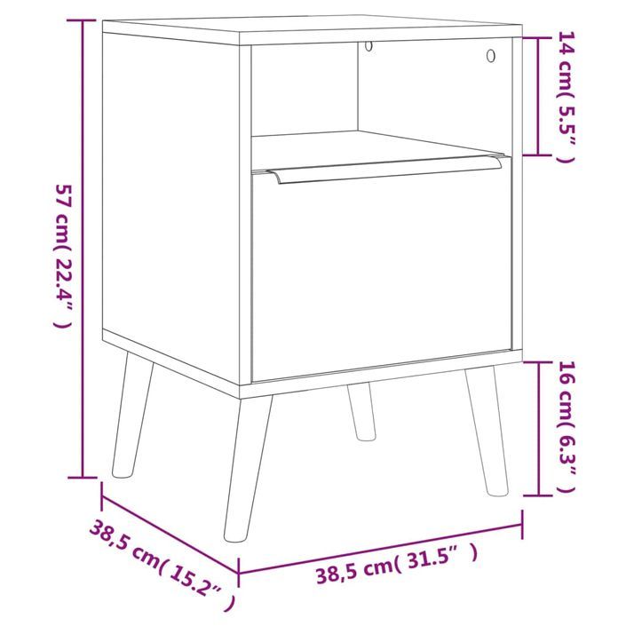 Table de chevet chêne sonoma 38,5x38,5x57 cm bois d’ingénierie - Photo n°8