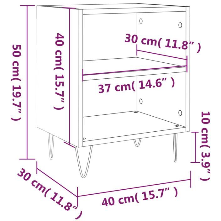 Table de chevet chêne sonoma 40x30x50 cm bois d'ingénierie - Photo n°9