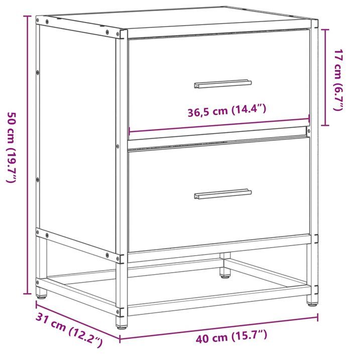 Table de chevet chêne sonoma 40x31x50 cm bois d’ingénierie - Photo n°11