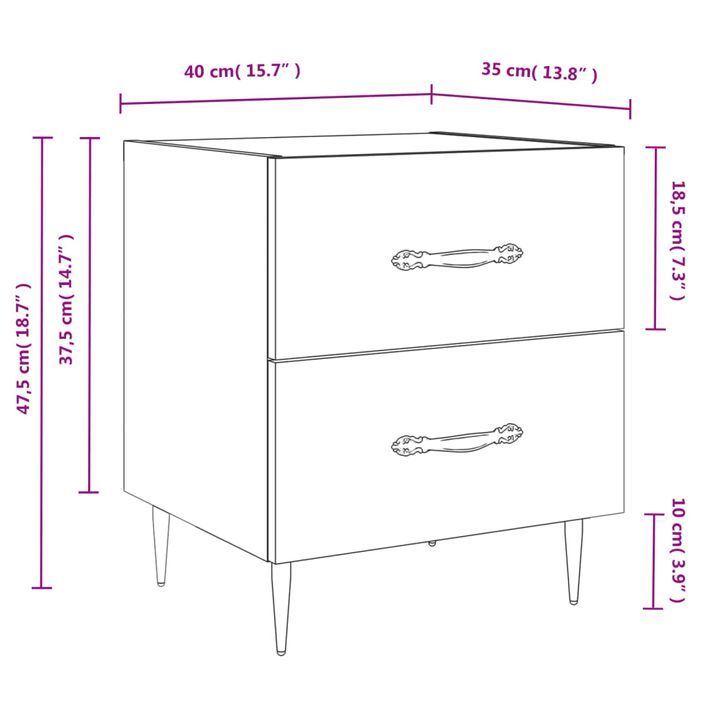 Table de chevet chêne sonoma 40x35x47,5 cm bois d’ingénierie - Photo n°12