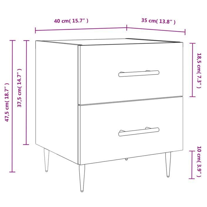 Table de chevet chêne sonoma 40x35x47,5 cm bois d’ingénierie - Photo n°12