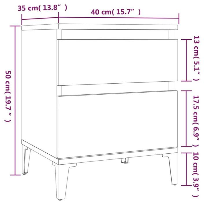 Table de chevet Chêne sonoma 40x35x50 cm 2 tiroirs Muba - Photo n°10