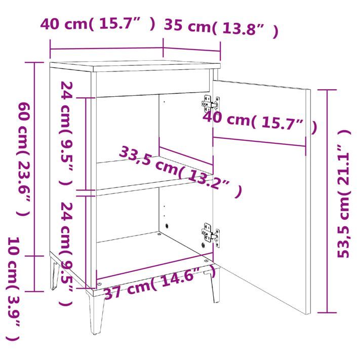 Table de chevet chêne sonoma 40x35x70 cm bois d'ingénierie - Photo n°10