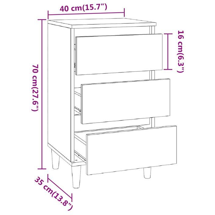 Table de chevet chêne sonoma 40x35x70 cm bois d'ingénierie - Photo n°10
