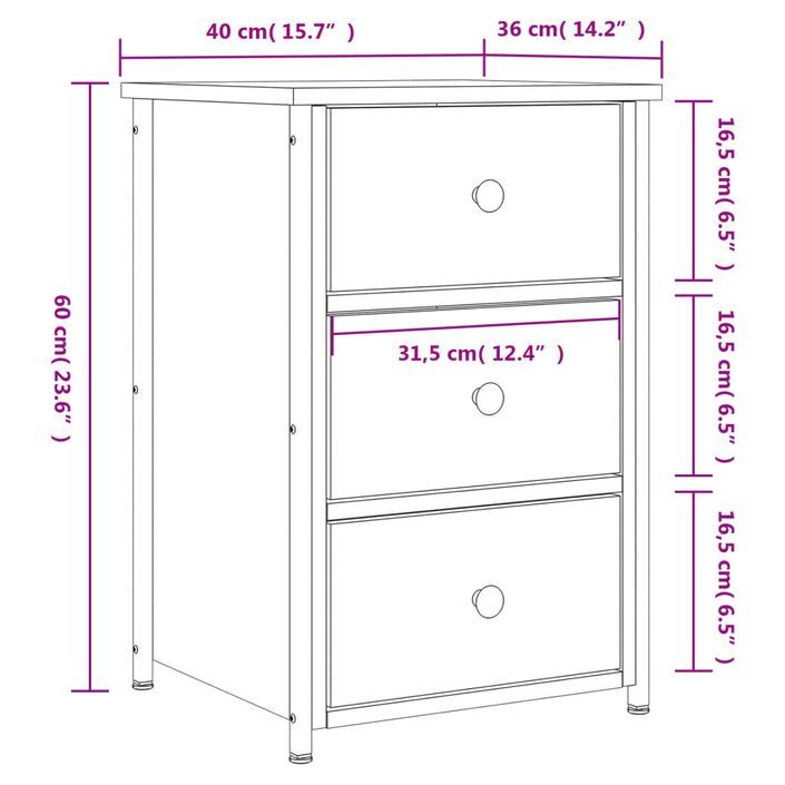 Table de chevet chêne sonoma 40x36x60 cm bois d'ingénierie - Photo n°11