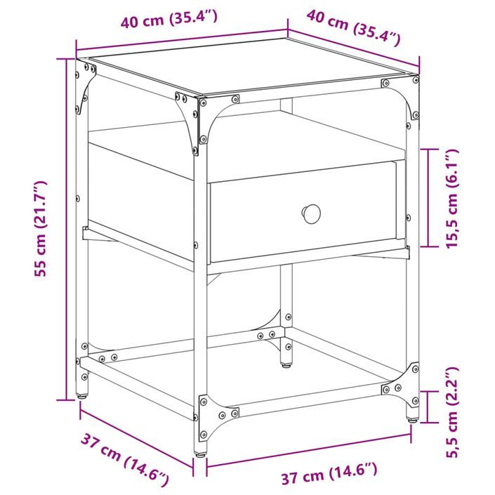 Table de chevet chêne sonoma 40x40x55 cm bois d’ingénierie - Photo n°11