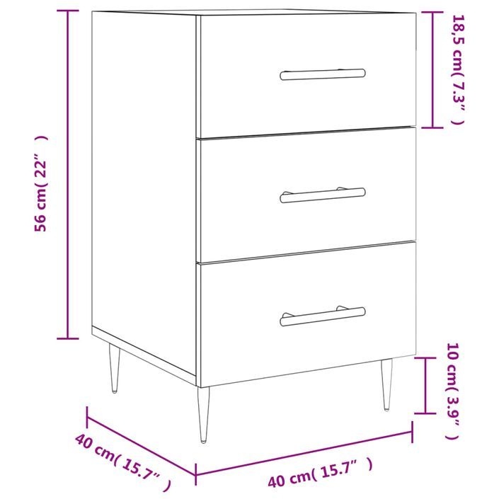 Table de chevet chêne sonoma 40x40x66 cm bois d'ingénierie - Photo n°12