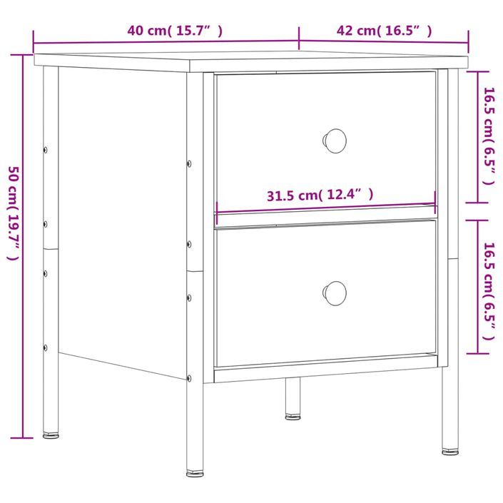 Table de chevet chêne sonoma 40x42x50 cm bois d'ingénierie - Photo n°11