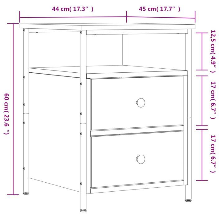 Table de chevet chêne sonoma 44x45x60 cm bois d'ingénierie - Photo n°11