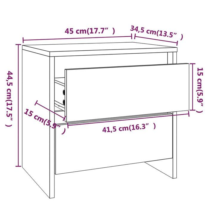 Table de chevet Chêne sonoma 45x34,5x44,5 cm - Photo n°8