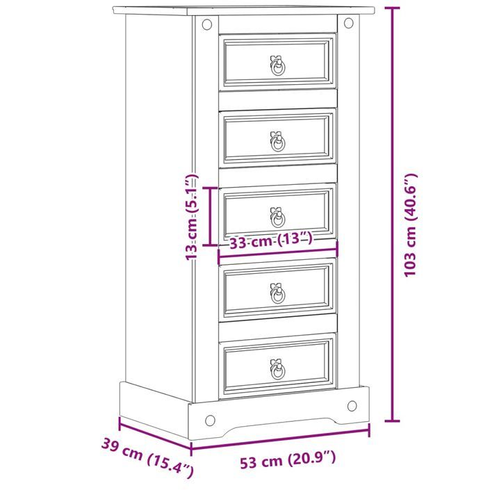 Table de chevet Corona 53x39x103 cm bois de pin massif - Photo n°7