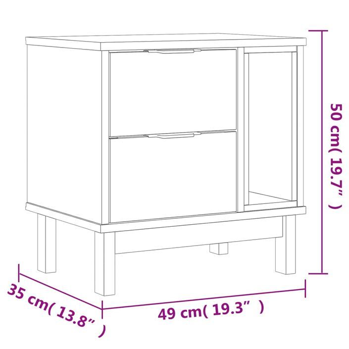 Table de chevet FLAM 49x35x50 cm bois de pin massif - Photo n°10