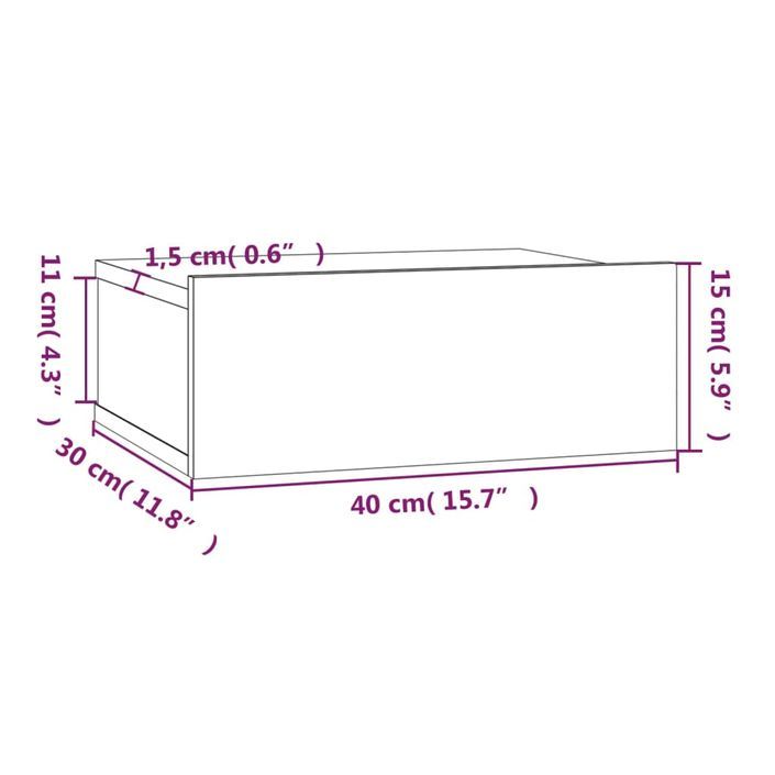 Table de chevet flottante Sonoma gris 40x30x15 cm - Photo n°10