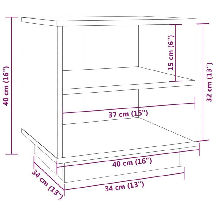 Table de chevet Gris 40x34x40 cm Bois de pin solide - Photo n°8