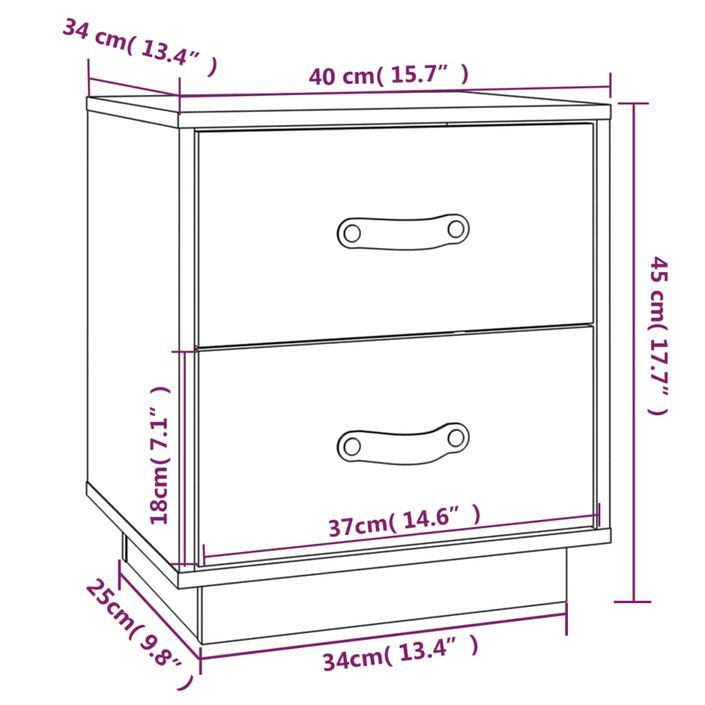 Table de chevet Gris 40x34x45 cm Bois de pin massif - Photo n°9