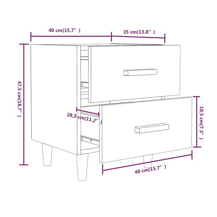 Table de chevet Gris béton 40x35x47,5 cm - Photo n°7