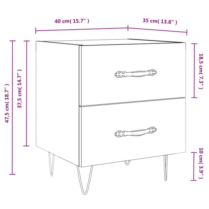 Table de chevet gris béton 40x35x47,5 cm bois d’ingénierie - Photo n°12