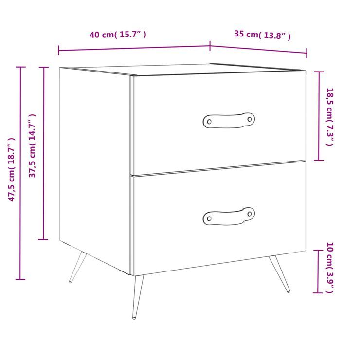 Table de chevet gris béton 40x35x47,5 cm bois d’ingénierie - Photo n°12