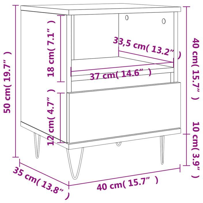 Table de chevet gris béton 40x35x50 cm bois d’ingénierie - Photo n°11