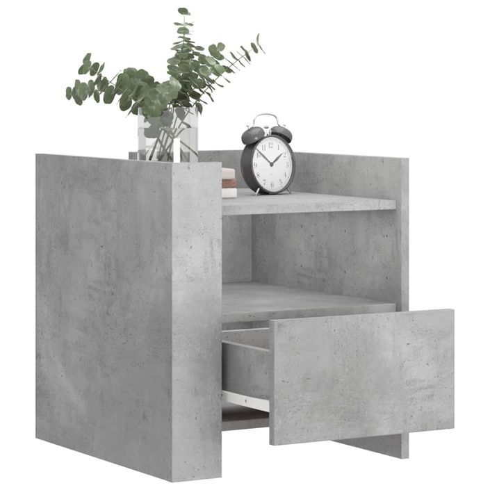 Table de chevet gris béton 45x50x50 cm bois d’ingénierie - Photo n°3