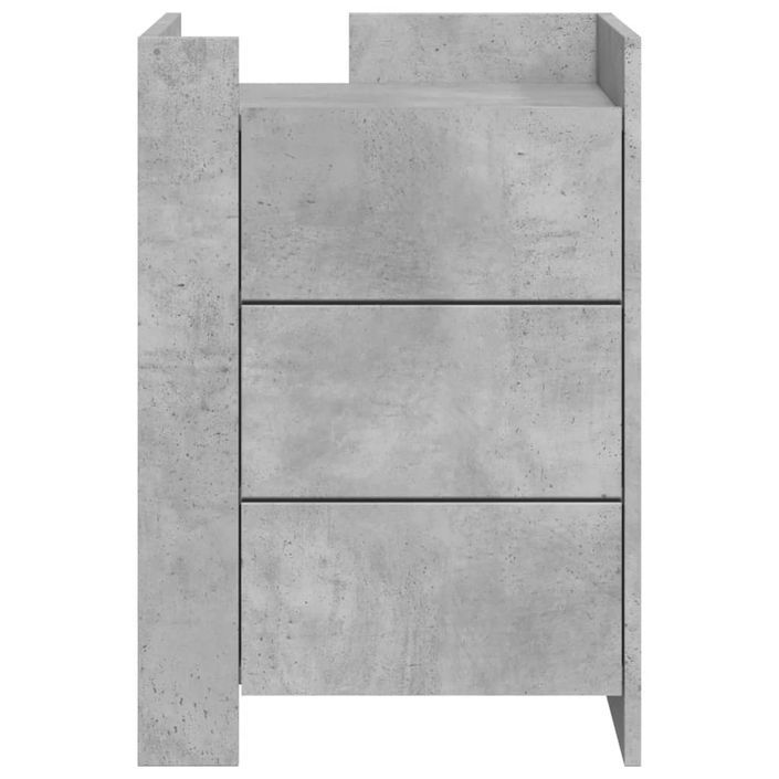 Table de chevet gris béton 45x50x65 cm bois d'ingénierie - Photo n°4