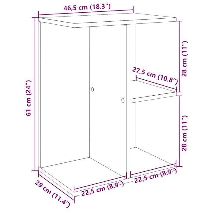 Table de chevet gris béton 46,5x29x61 cm bois d'ingénierie - Photo n°10