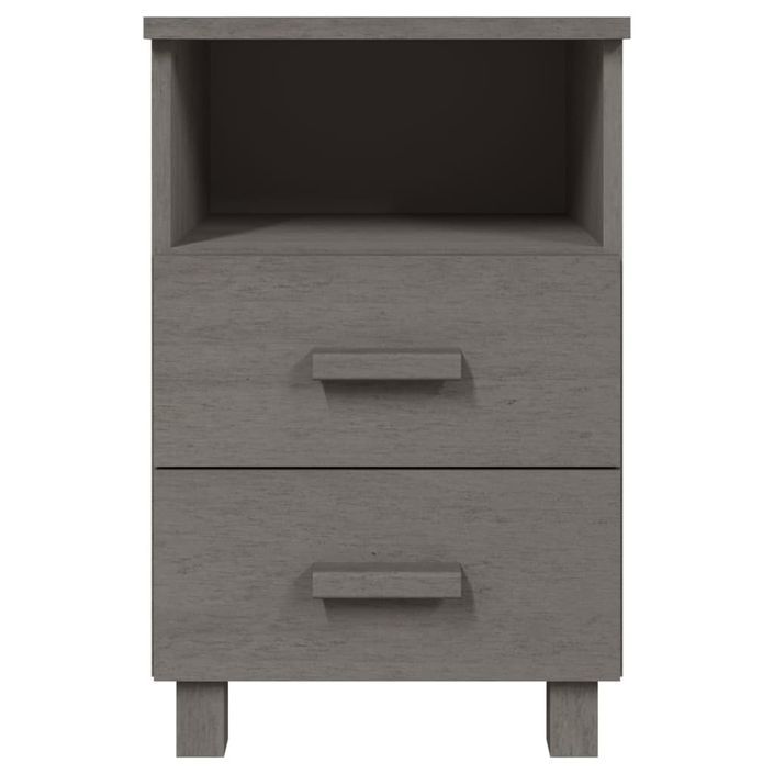 Table de chevet HAMAR Gris clair 40x35x62 cm Bois de pin massif - Photo n°3