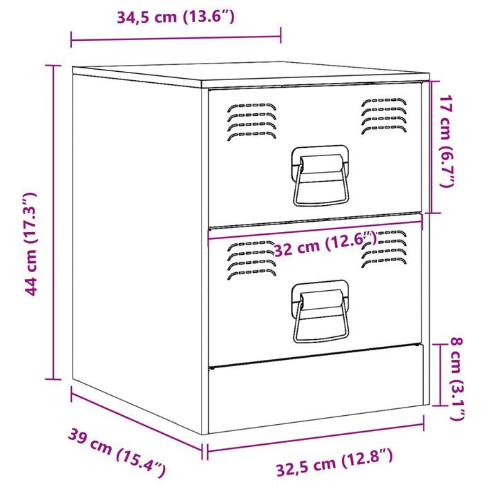 Table de chevet jaune 34,5x39x44 cm acier - Photo n°12