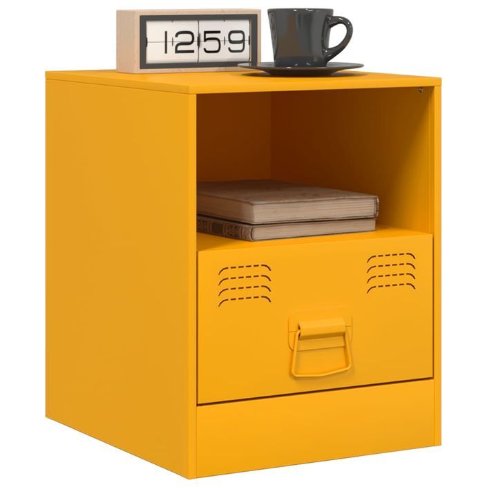 Table de chevet jaune moutarde 34,5x39x44 cm acier - Photo n°4