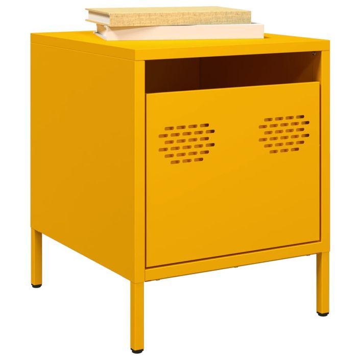 Table de chevet jaune moutarde 35x39x43,5 cm acier - Photo n°1