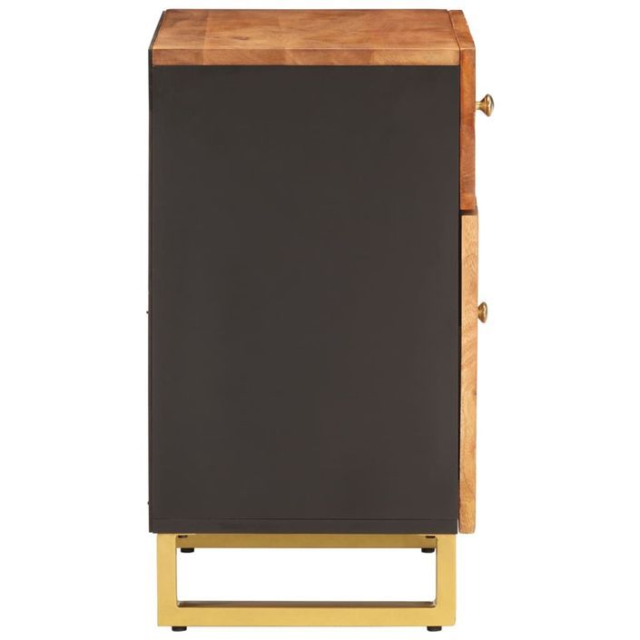 Table de chevet marron et noir 50x33x60 cm bois manguier solide - Photo n°5
