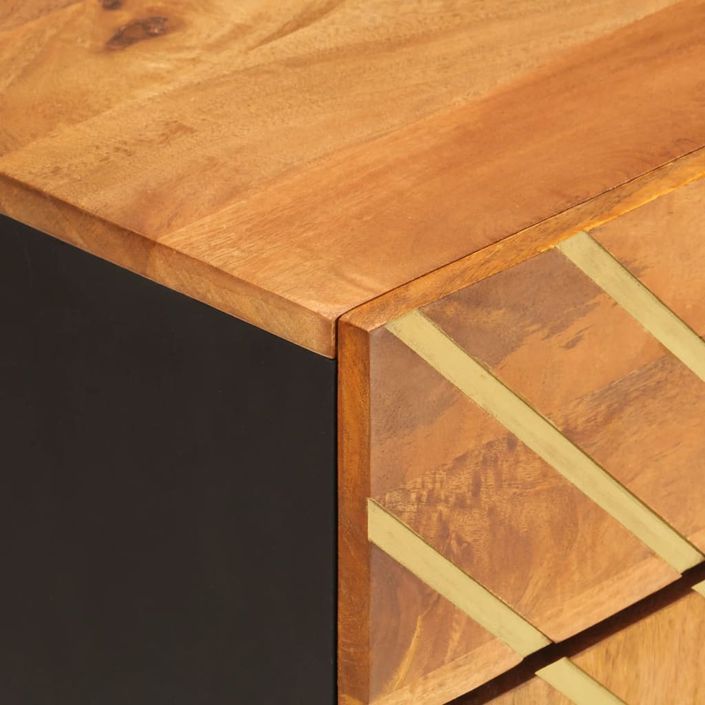 Table de chevet marron et noir 50x33x60 cm bois manguier solide - Photo n°8