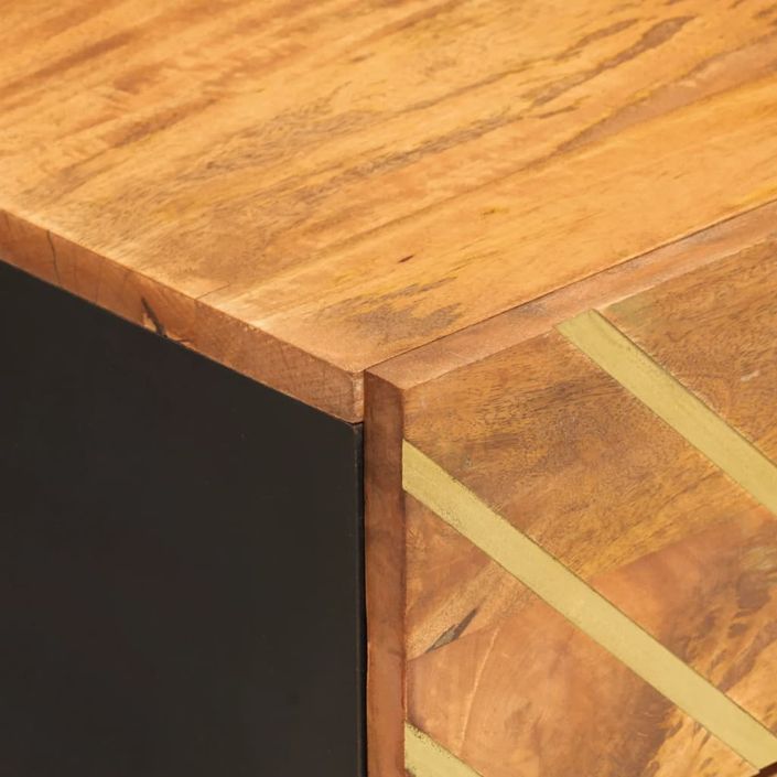 Table de chevet marron et noir bois de manguier solide - Photo n°8