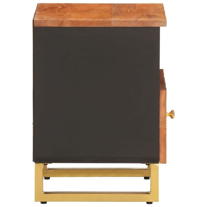 Table de chevet marron et noir bois de manguier solide - Photo n°5