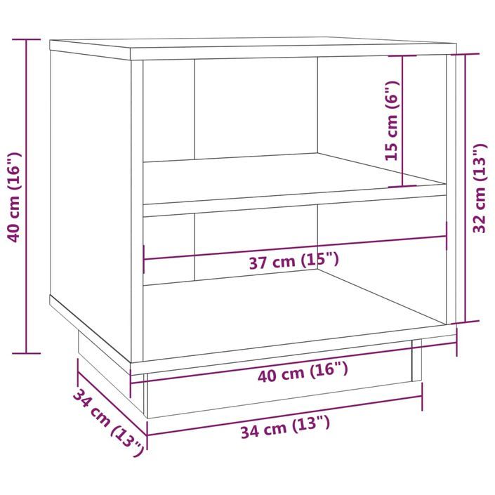 Table de chevet Marron miel 40x34x40 cm Bois de pin solide - Photo n°8