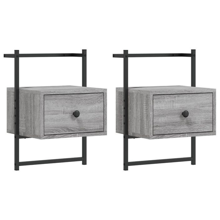 Table de chevet murale 2 pcs sonoma gris 35x30x51 cm - Photo n°1