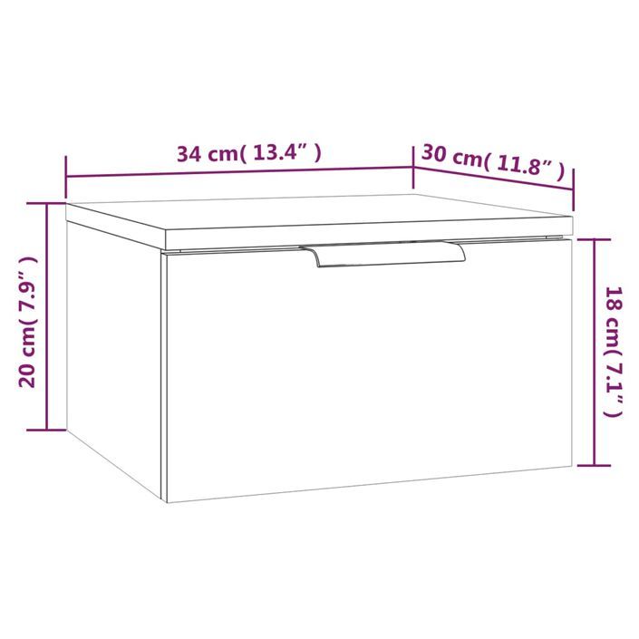 Table de chevet murale Blanc 34x30x20 cm - Photo n°10