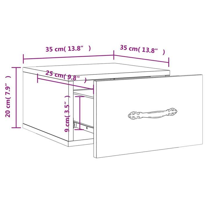 Table de chevet murale blanc 35x35x20 cm - Photo n°12