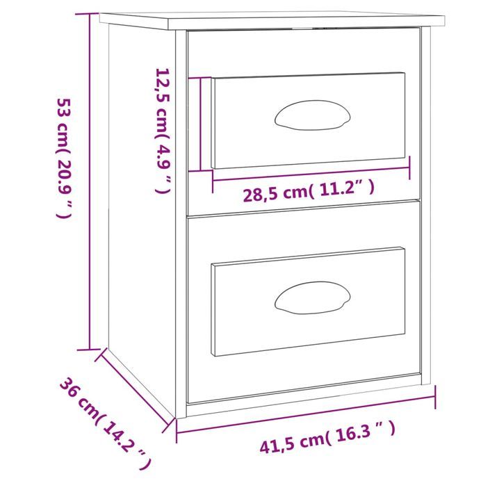 Table de chevet murale blanc 41,5x36x53 cm - Photo n°11