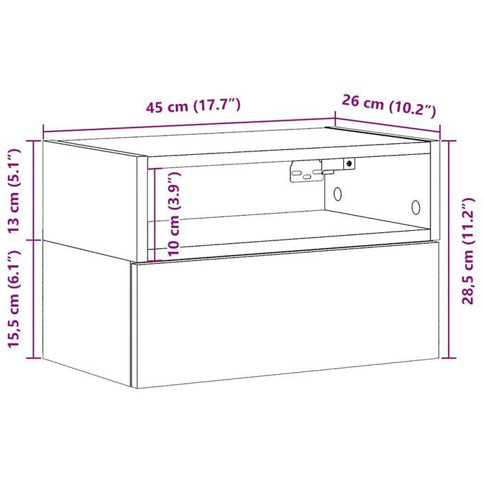 Table de chevet murale blanc 45x26x28,5 cm - Photo n°11