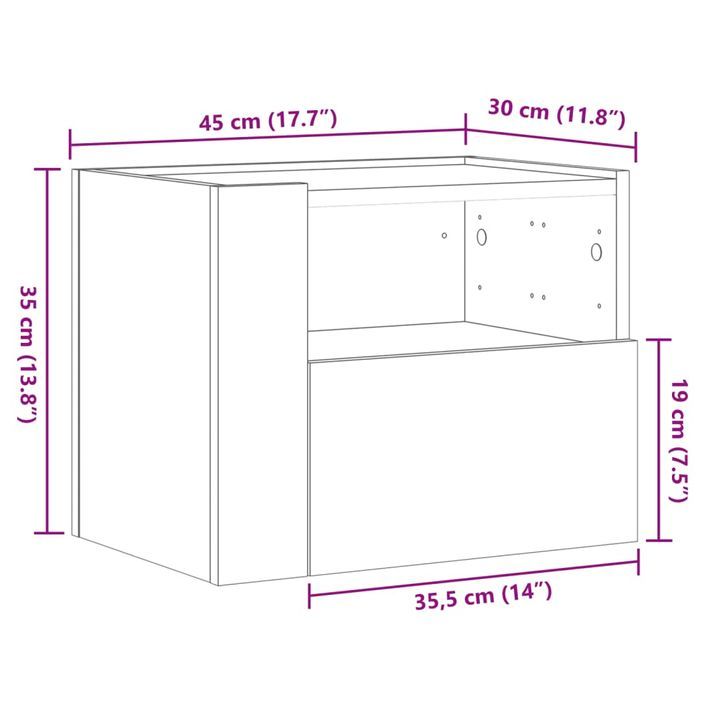 Table de chevet murale blanc 45x30x35 cm - Photo n°11