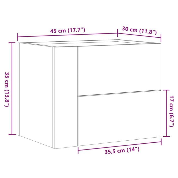 Table de chevet murale blanc 45x30x35 cm - Photo n°11