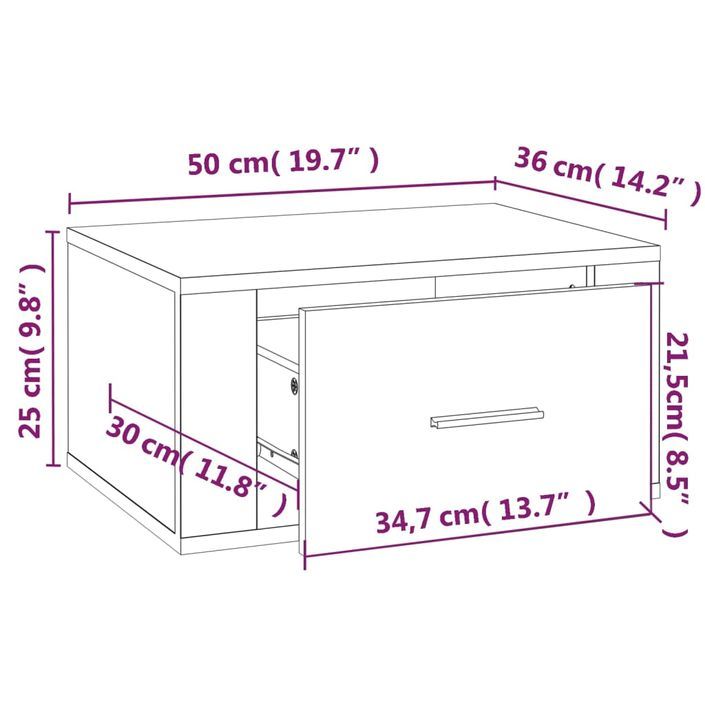 Table de chevet murale Blanc 50x36x25 cm - Photo n°10