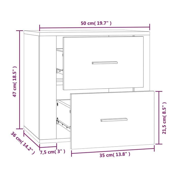 Table de chevet murale Blanc 50x36x47 cm - Photo n°11