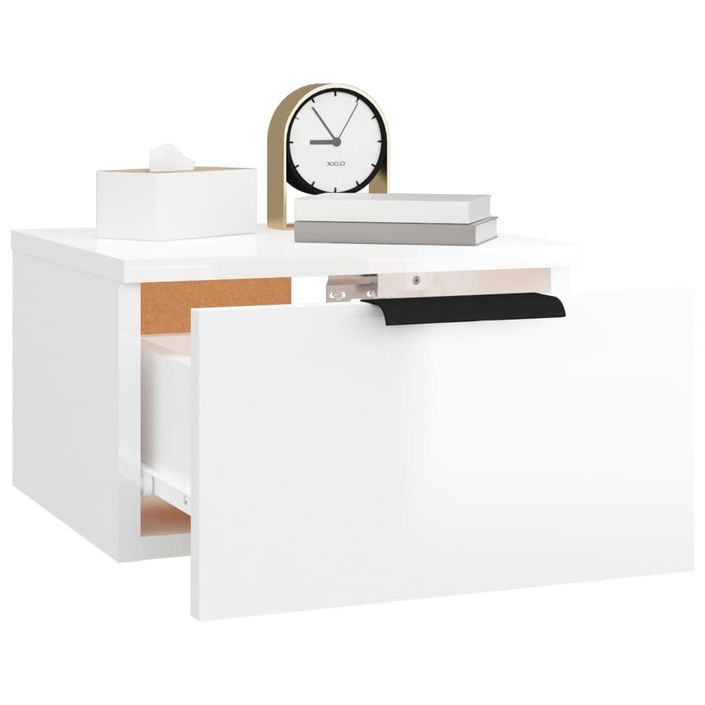 Table de chevet murale blanc brillant 34x30x20 cm - Photo n°9