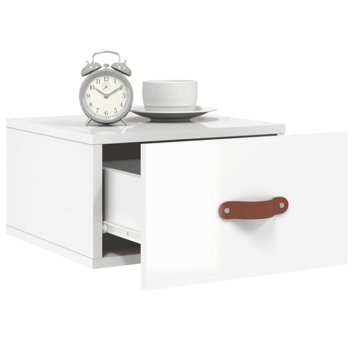 Table de chevet murale blanc brillant 35x35x20 cm - Photo n°4