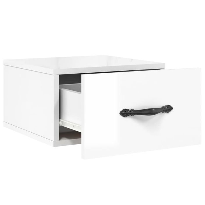 Table de chevet murale blanc brillant 35x35x20 cm - Photo n°6